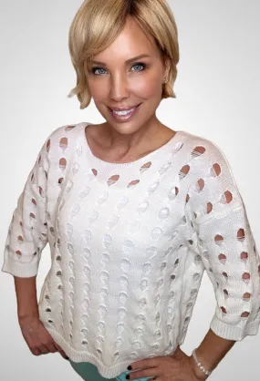 White Holey Sweater