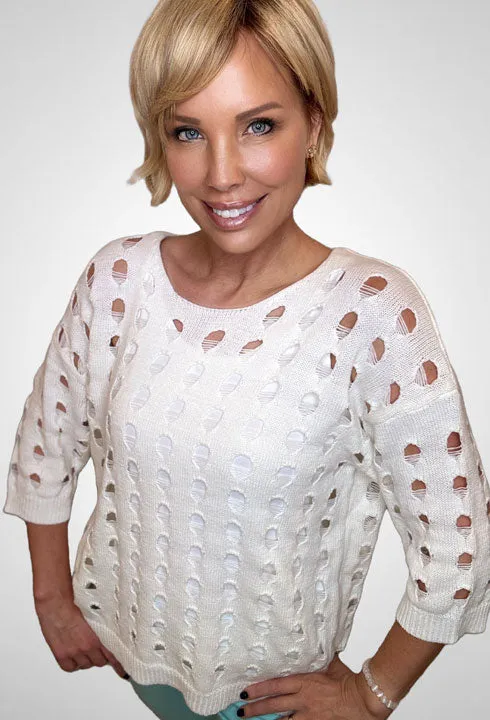White Holey Sweater