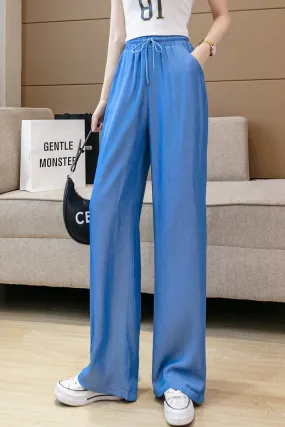 Wide Leg Pants Women High Waist Drape Straight Loose Slim Look Denim Long Ice Silk Jeans Pants