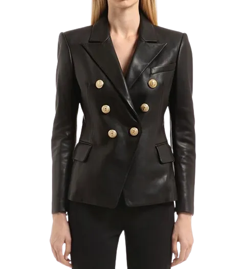 Womens Cora Genuine Lambskin Leather Blazer