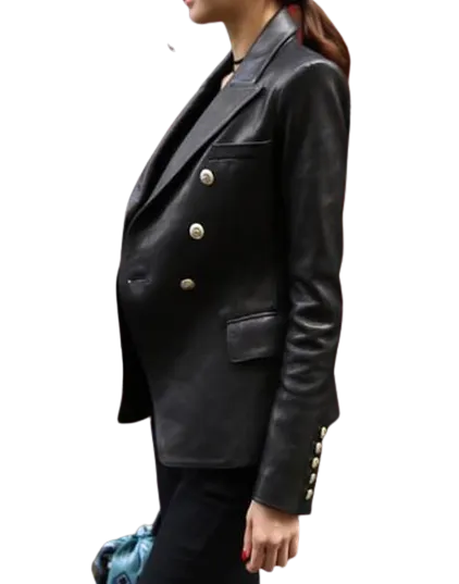 Womens Cora Genuine Lambskin Leather Blazer