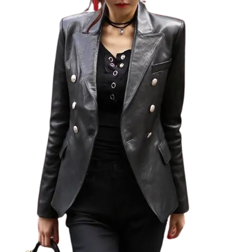 Womens Cora Genuine Lambskin Leather Blazer