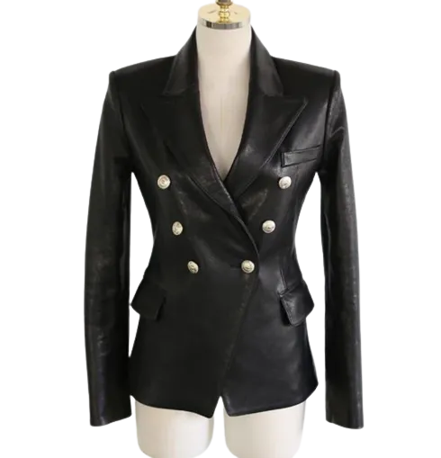Womens Cora Genuine Lambskin Leather Blazer
