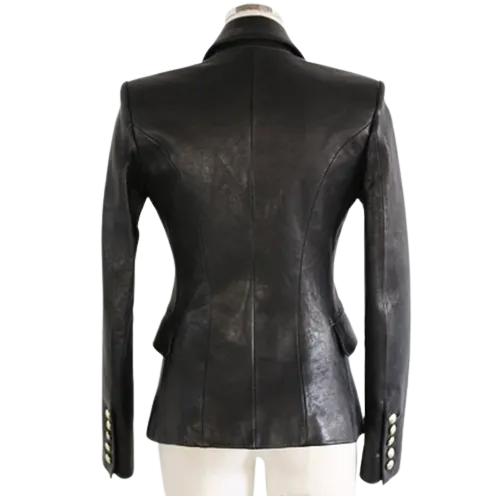 Womens Cora Genuine Lambskin Leather Blazer