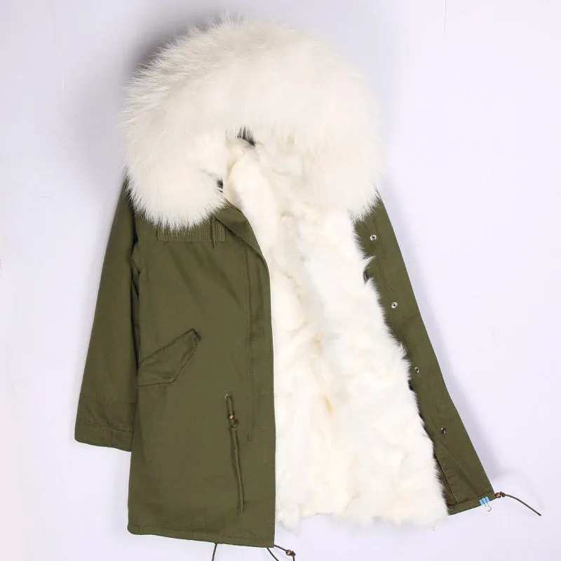 Women's Winter Casual Hooded Warm Long Parka With Fox Fur