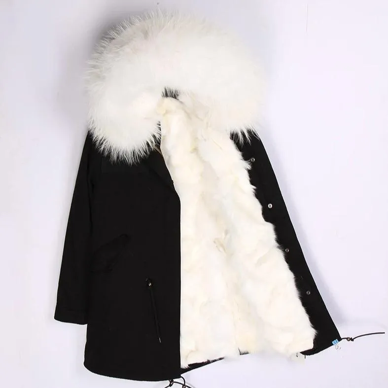 Women's Winter Casual Hooded Warm Long Parka With Fox Fur
