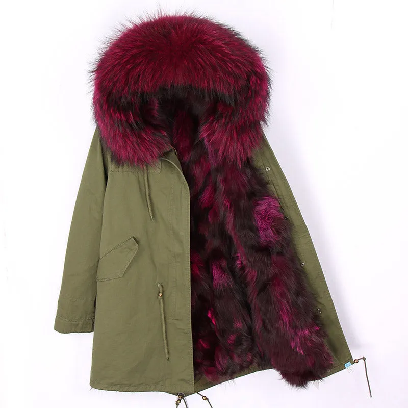 Women's Winter Casual Hooded Warm Long Parka With Fox Fur