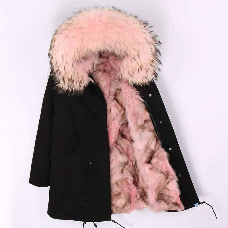 Women's Winter Casual Hooded Warm Long Parka With Fox Fur