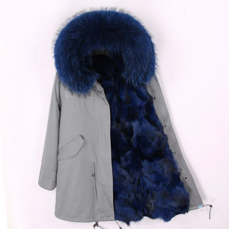 Women's Winter Casual Hooded Warm Long Parka With Fox Fur