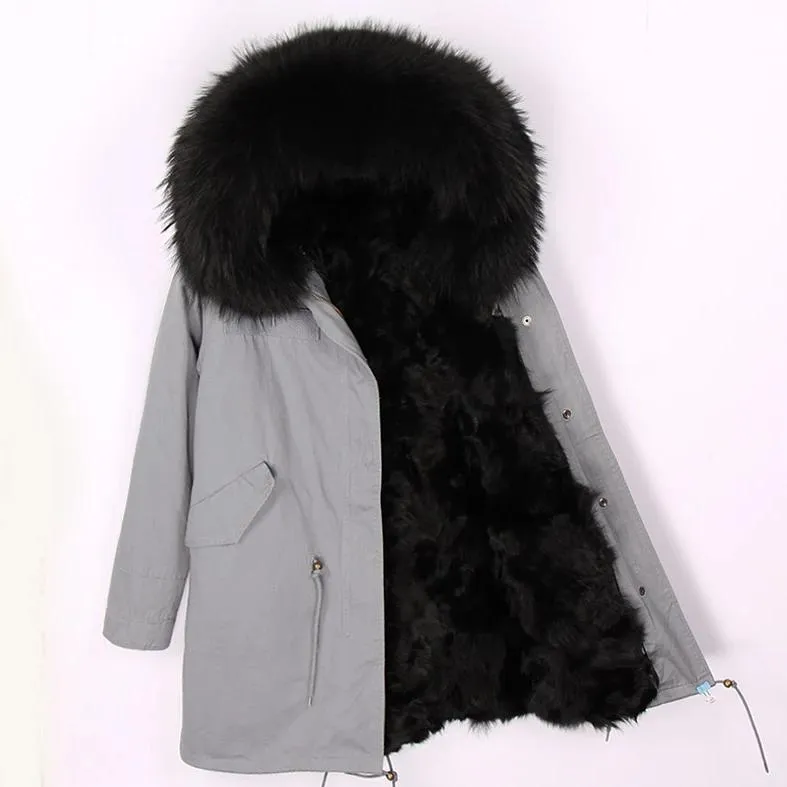 Women's Winter Casual Hooded Warm Long Parka With Fox Fur