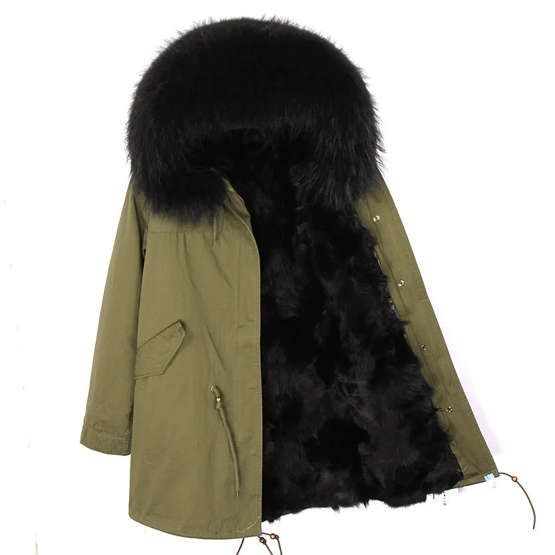 Women's Winter Casual Hooded Warm Long Parka With Fox Fur