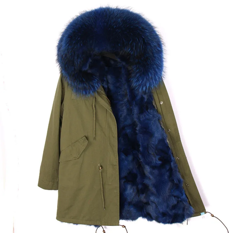 Women's Winter Casual Hooded Warm Long Parka With Fox Fur