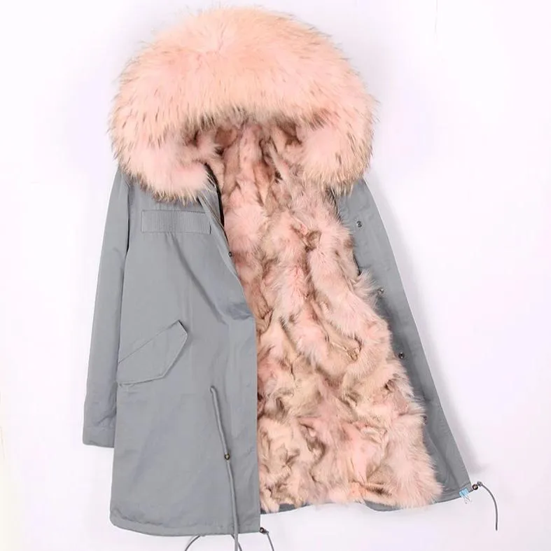 Women's Winter Casual Hooded Warm Long Parka With Fox Fur
