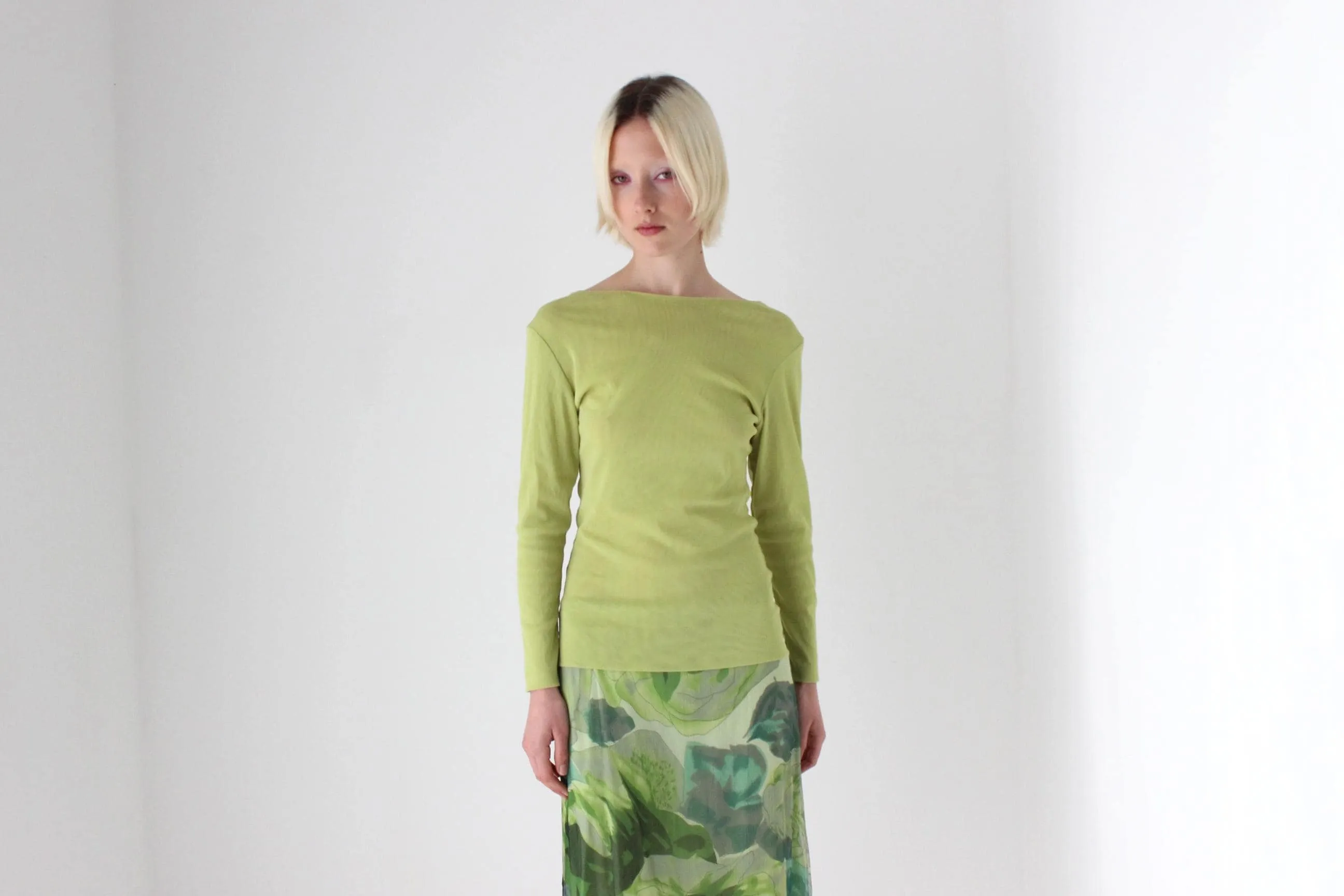 Y2K Lime Green Mesh Long Sleeve Top