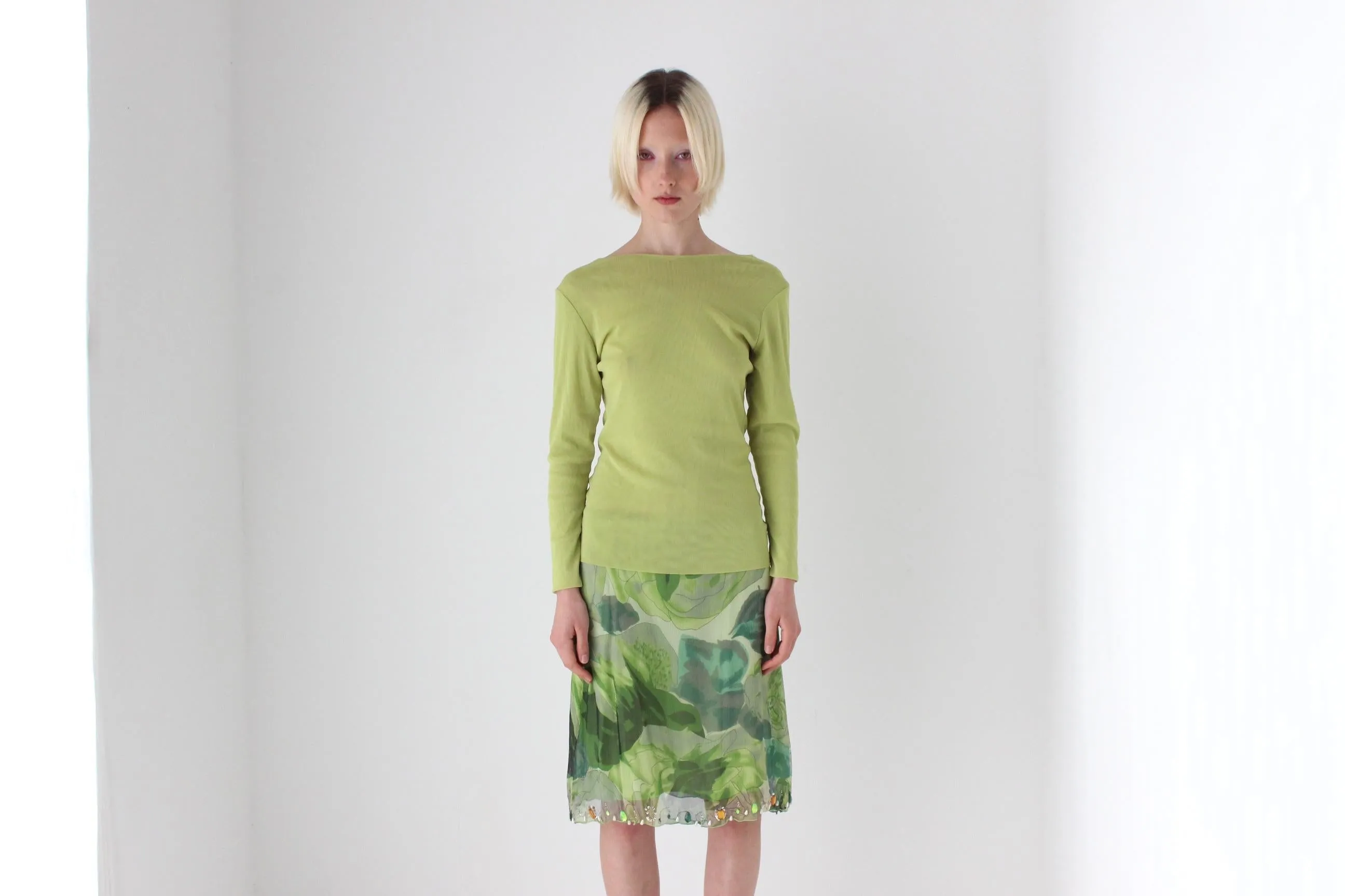 Y2K Lime Green Mesh Long Sleeve Top