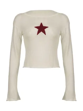Y2K Star Stitching Sweater