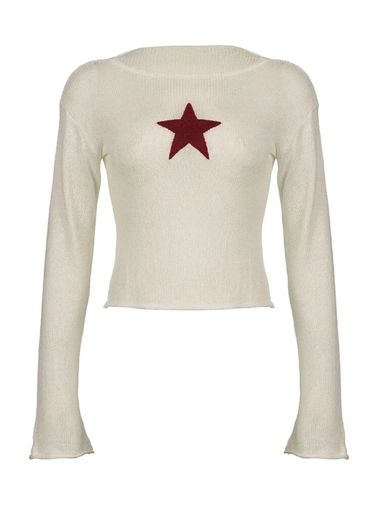 Y2K Star Stitching Sweater